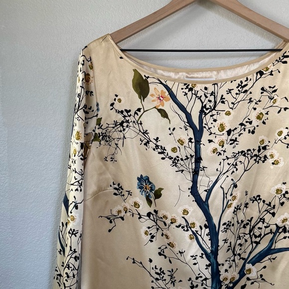 SOFT SURROUNDINGS VTG NEW M Kyoto 100% Silk Tunic • Cherry Blossom Tree Japan - Picture 2 of 15